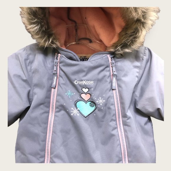 Oshkosh B'Gosh Gray Pink Snowsuit Size 12 months - Picture 3 of 8
